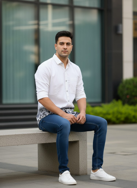 Men’s Monochrome Luxe White & Grey Shirt – The Street Edit