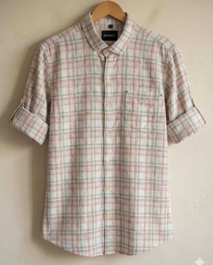 Men’s Pastel Check Shirt – Premium Soft-Tone Plaid with Modern Tailoring