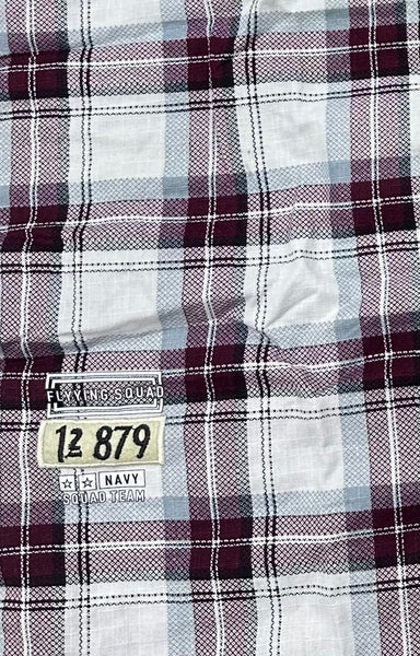Men’s White & Maroon Checked Cotton Slim Fit Casual Shirt
