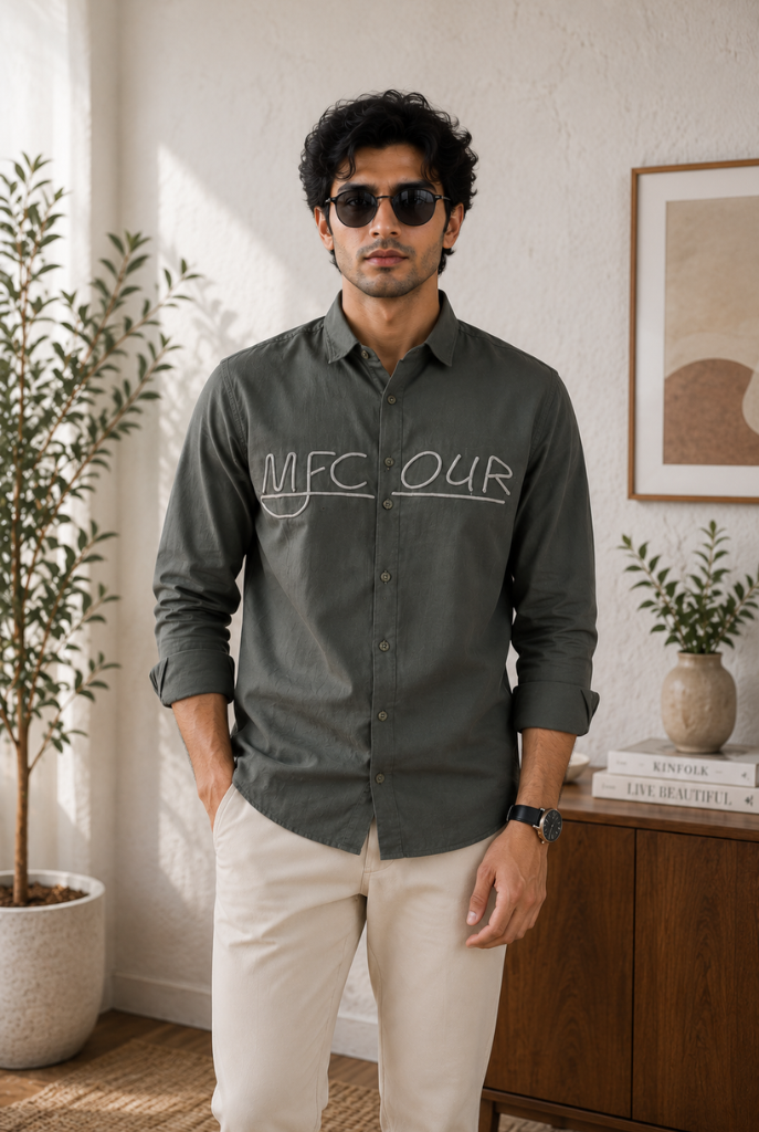 Minimal Olive Casual Shirt Premium Style