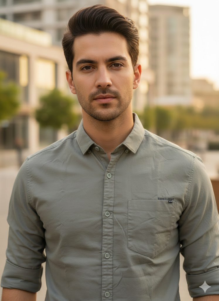 Sage Grey Slim Fit Casual Shirt – Men’s Premium Everyday Essential