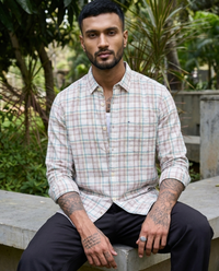 Men’s Pastel Check Shirt – Premium Soft-Tone Plaid with Modern Tailoring