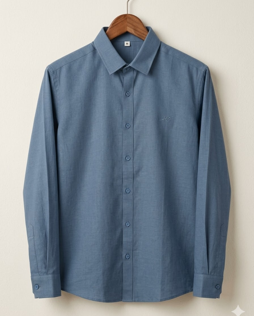 Men’s Steel Blue Cotton Shirt