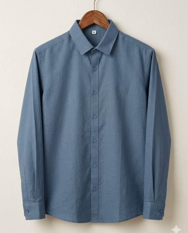 Men’s Steel Blue Cotton Shirt