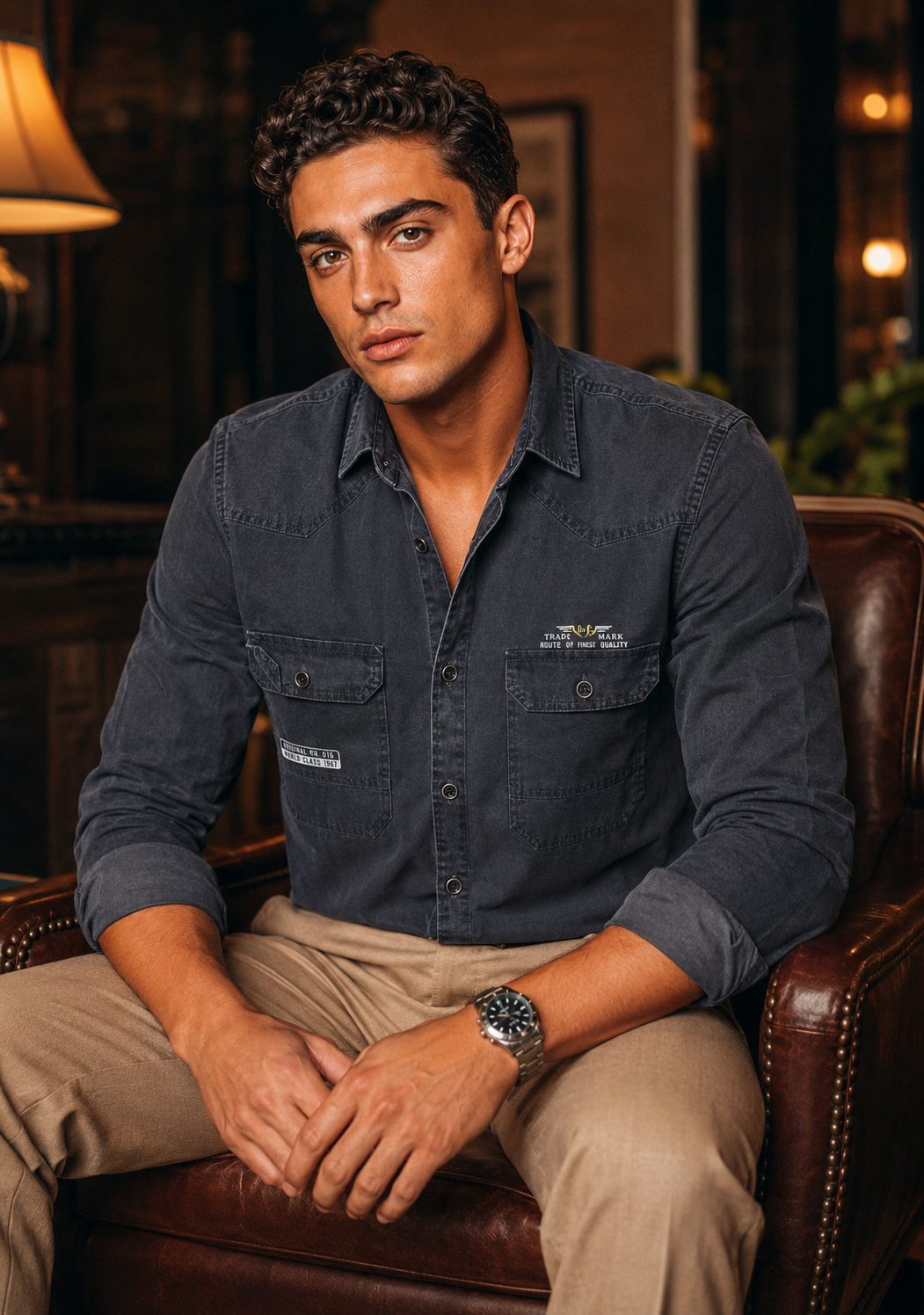 Men’s Charcoal Grey Utility Casual Shirt