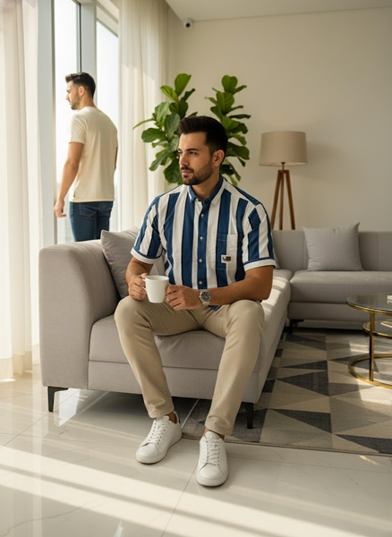 Navy Breeze Striped Cotton Shirt – Summer Edition