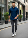 Peach Blue Slim Fit Casual Shirt – Men’s Premium Everyday Classic
