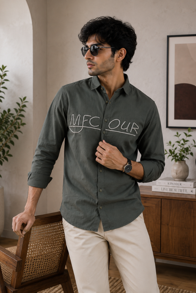 Minimal Olive Casual Shirt Premium Style