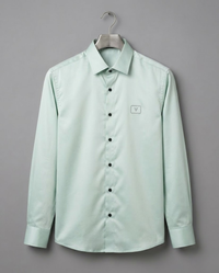 Men’s Mint Green Satin Solid Shirt with Elegant Sheen