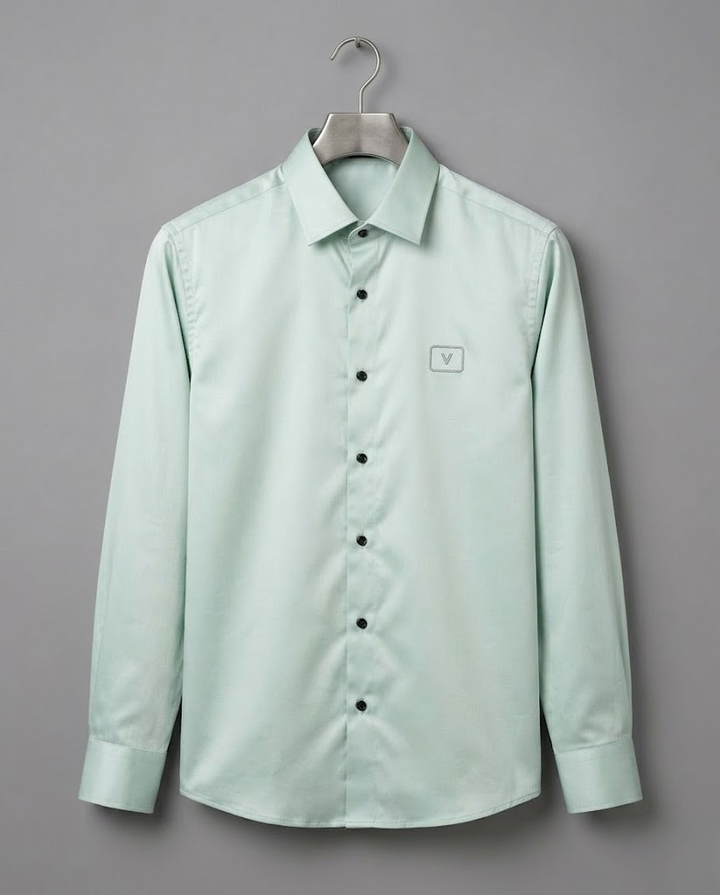 Men’s Mint Green Satin Solid Shirt with Elegant Sheen