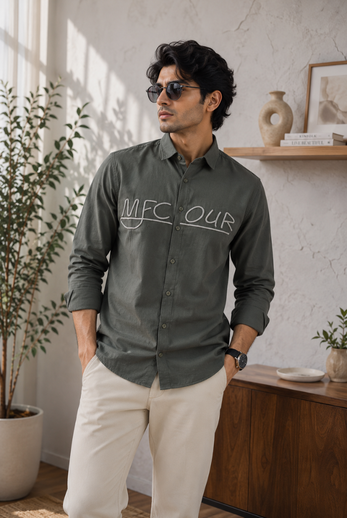 Minimal Olive Casual Shirt Premium Style