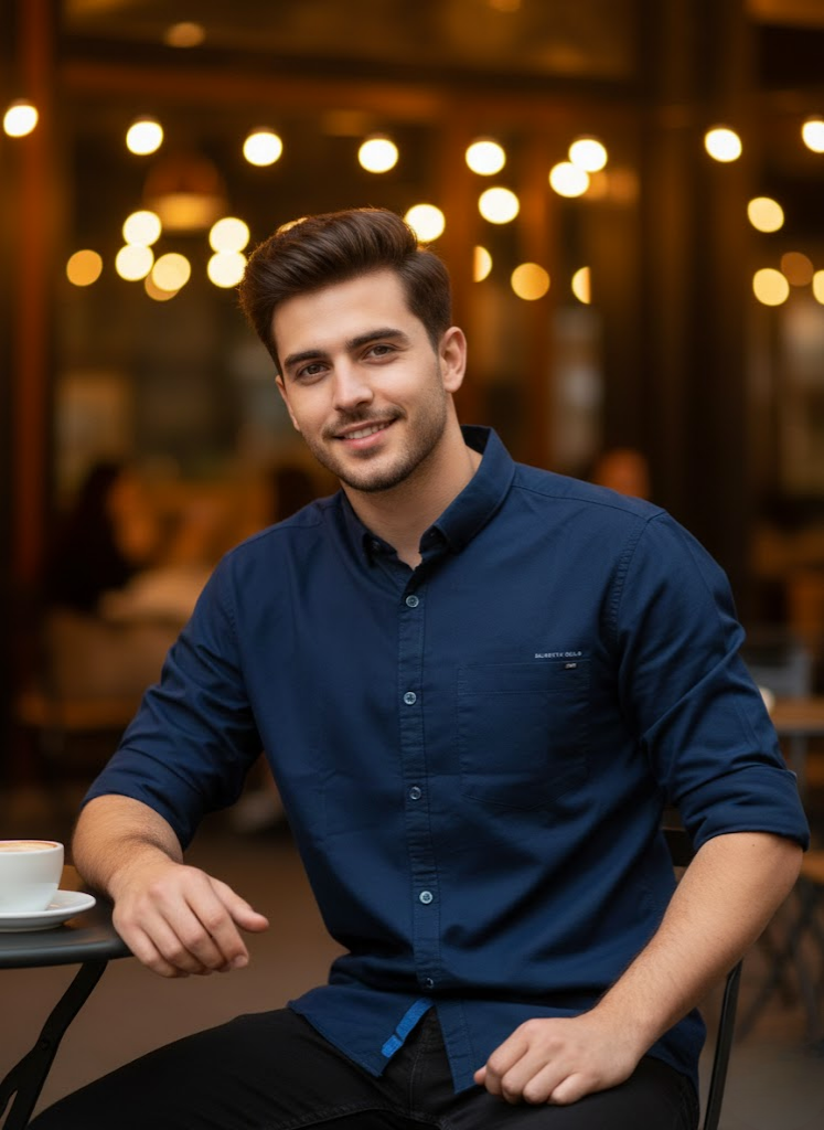 Navy Blue Slim Fit Casual Shirt – Men’s Premium Everyday Classic