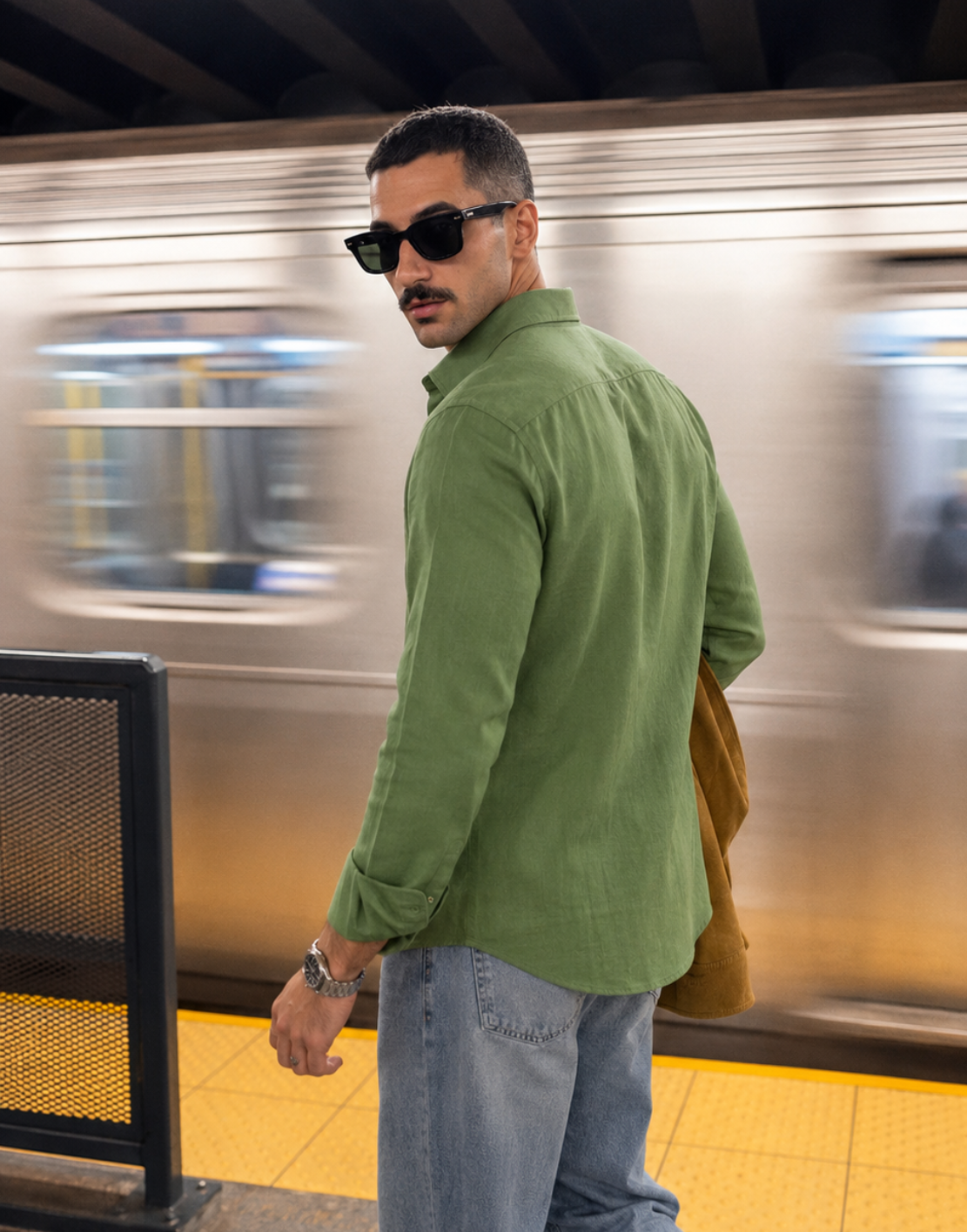 Men’s Olive Green Cotton Shirt