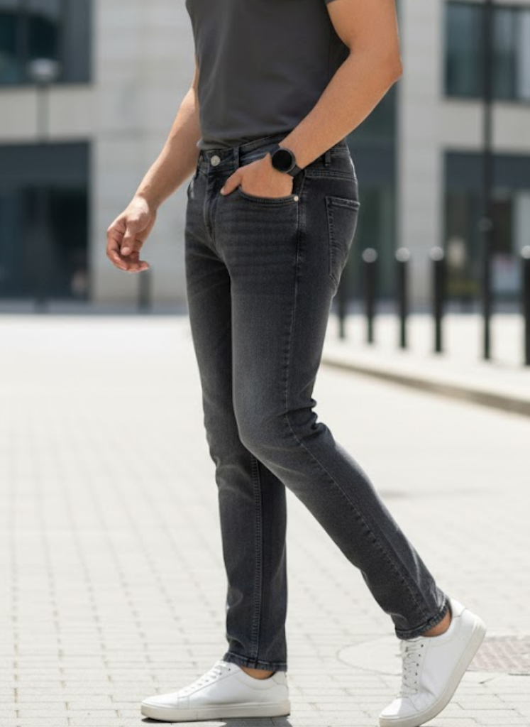 Charcoal Black Washed Jeans – Everyday Slim Fit