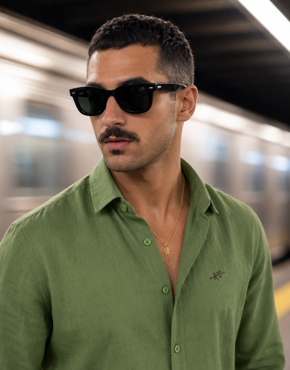 Men’s Olive Green Cotton Shirt