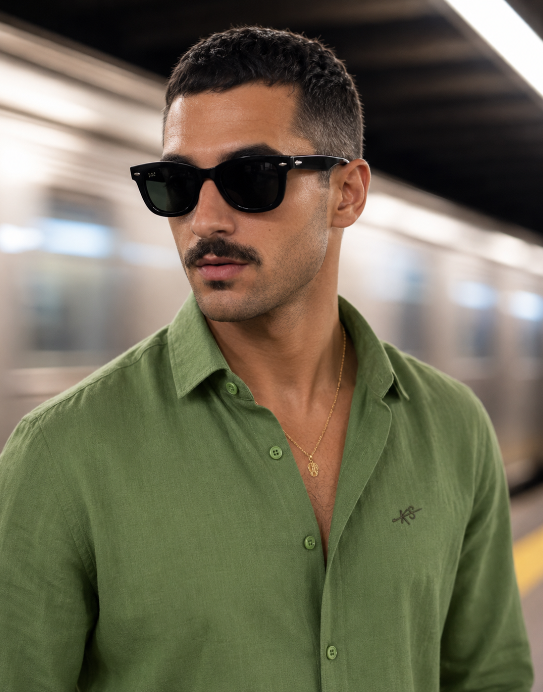 Men’s Olive Green Cotton Shirt