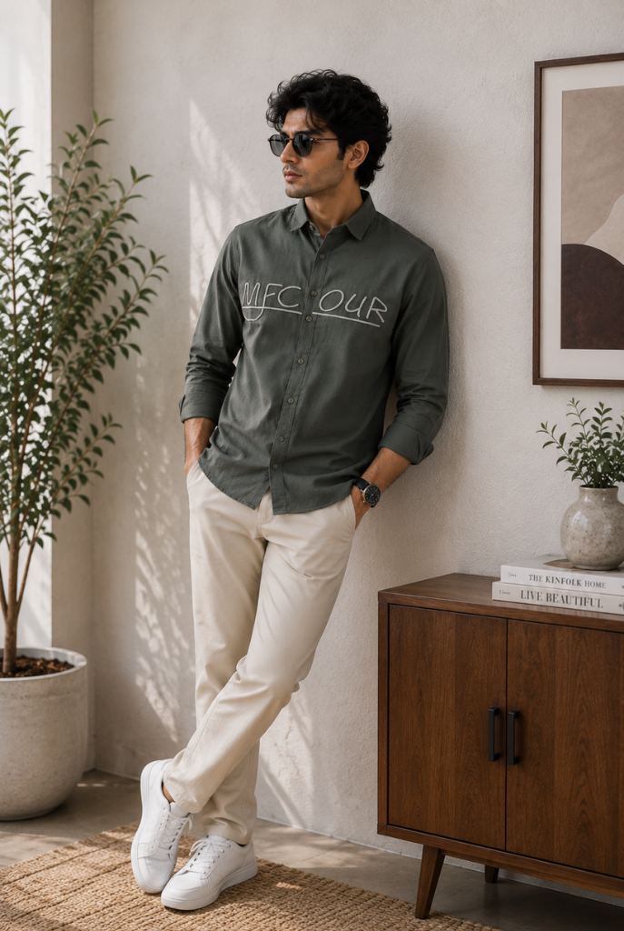 Minimal Olive Casual Shirt Premium Style