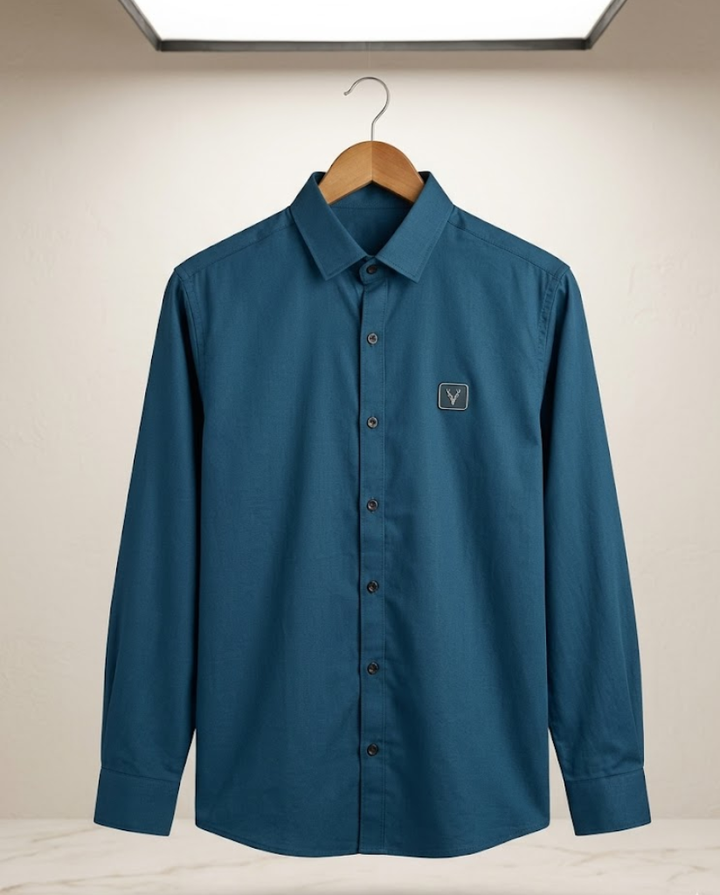 Men’s Deep Teal Satin Shirt with Luxe Evening Finish