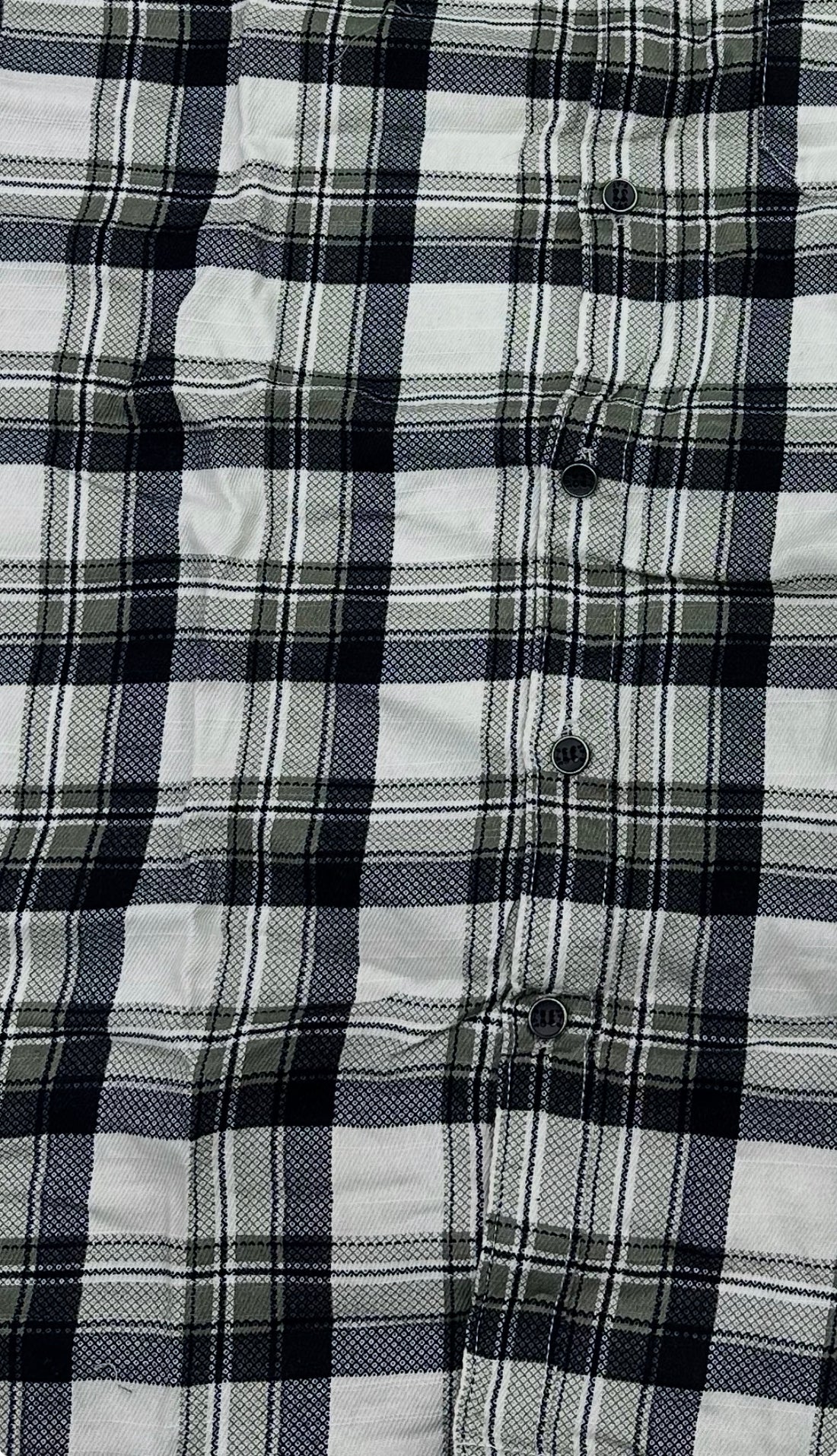 Men’s White & Grey Checked Cotton Slim Fit Casual Shirt