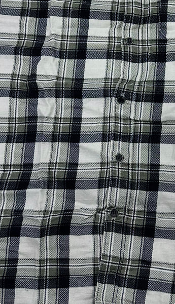 Men’s White & Grey Checked Cotton Slim Fit Casual Shirt