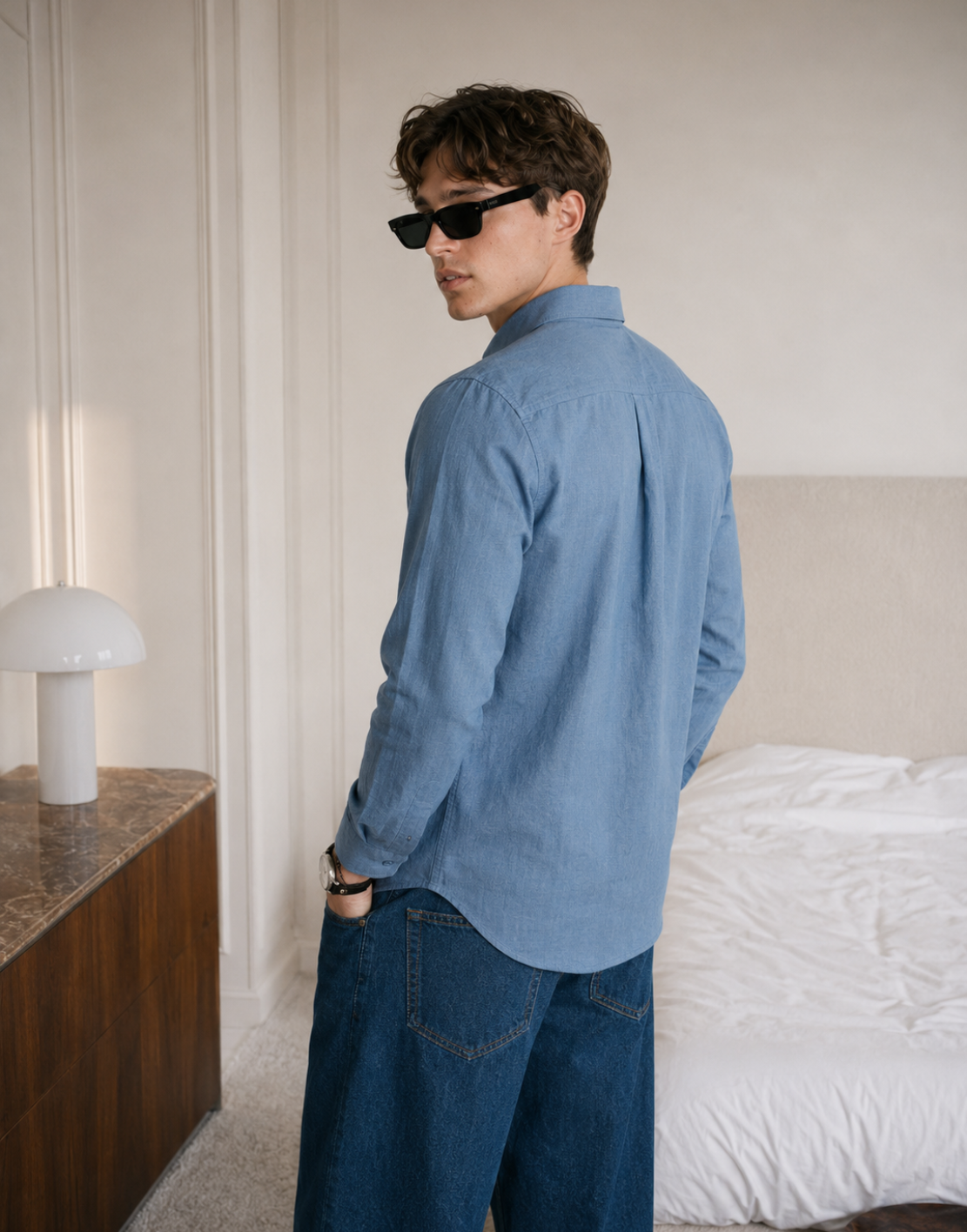Men’s Steel Blue Cotton Shirt