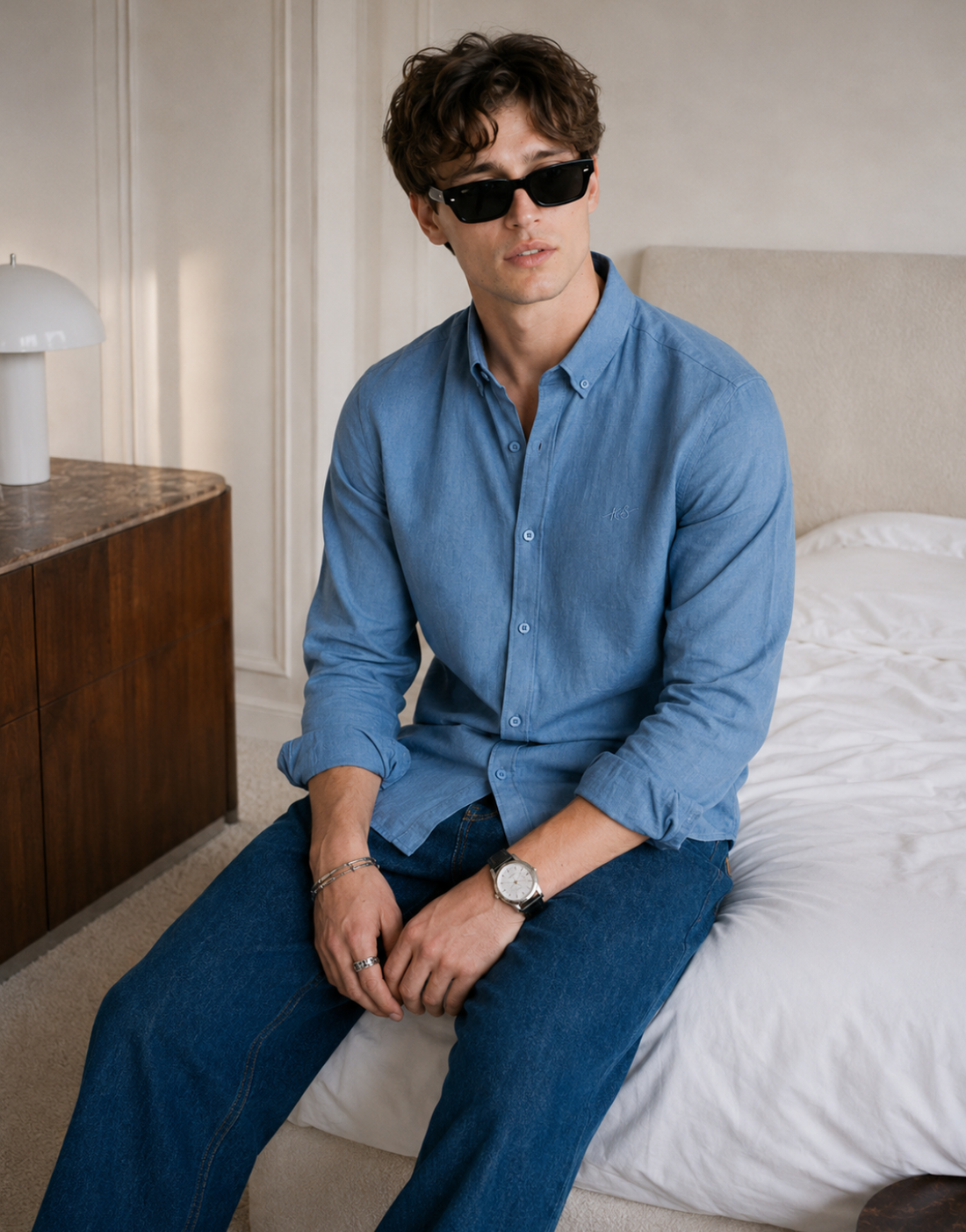 Men’s Steel Blue Cotton Shirt