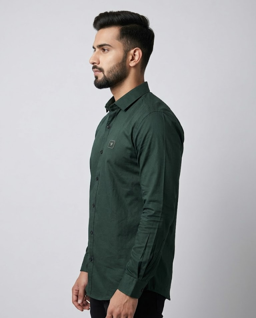 Men's Emerald Green Satin Shirt with Sleek Modern Fit  Kapda Sale