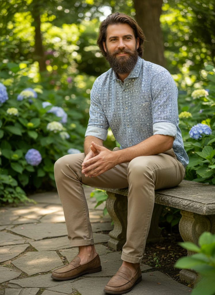 Sky Blue Printed Casual Shirt