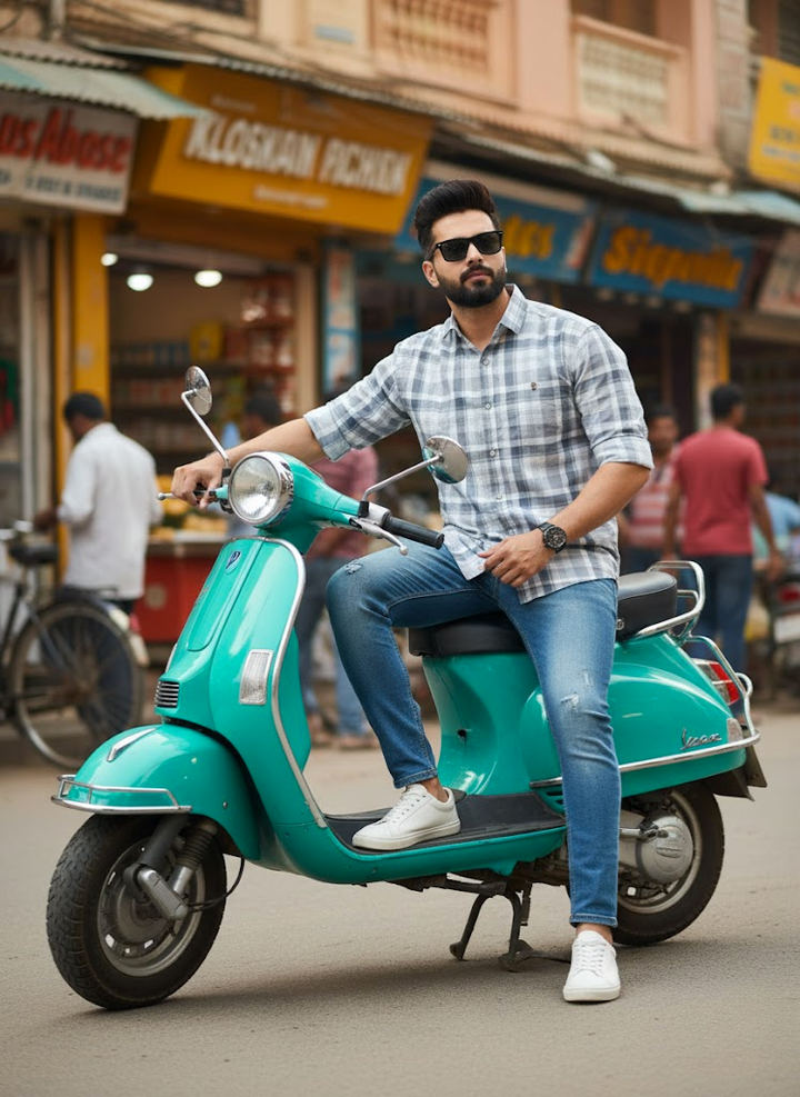Grey & White Men’s Casual Check Shirt