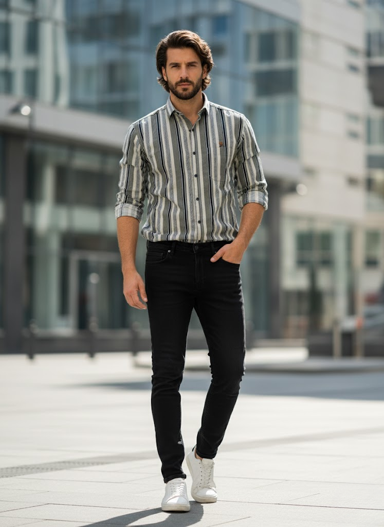 Multi-Stripe Men's Casual Shirt