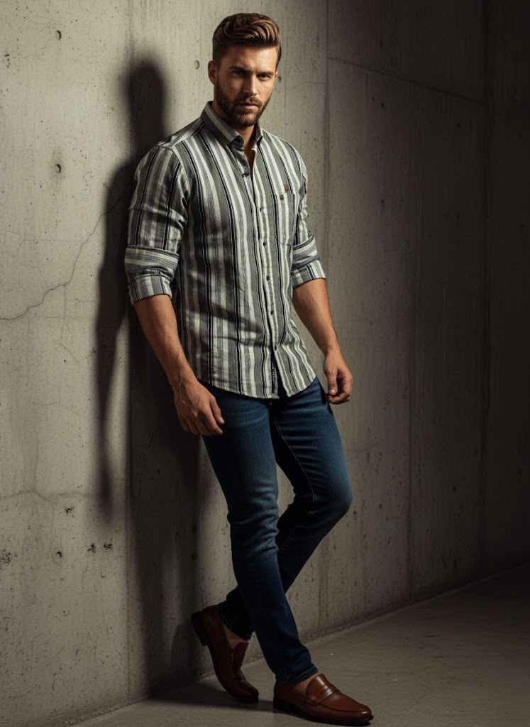 Multi-Stripe Men's Casual Shirt