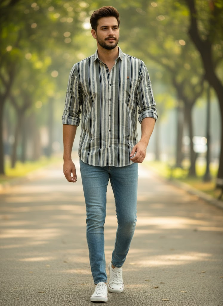 Multi-Stripe Men's Casual Shirt