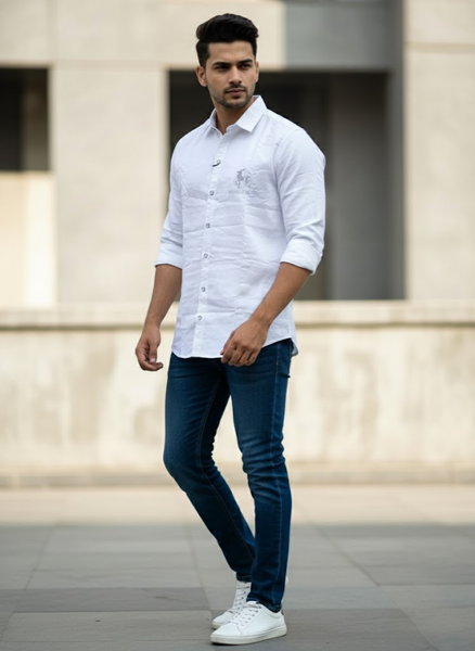Men’s Stylish White Shirt with Back Design