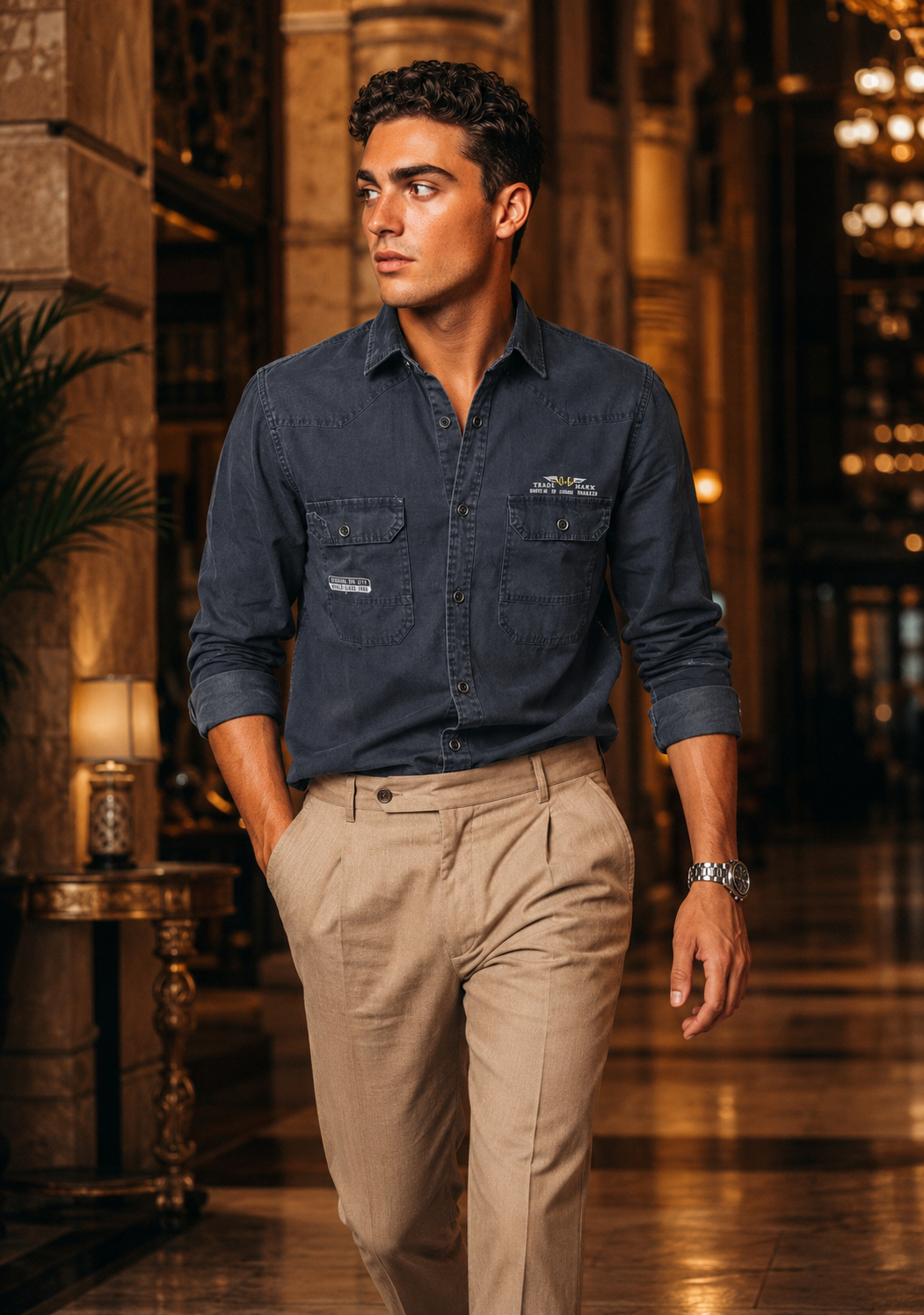 Men’s Charcoal Grey Utility Casual Shirt