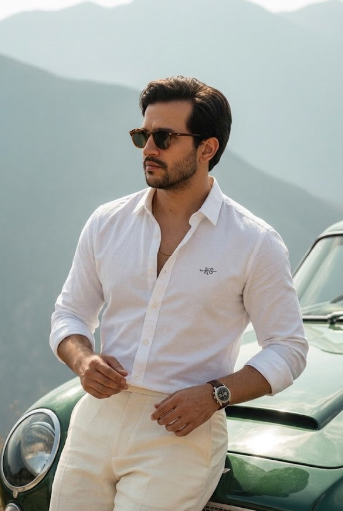 Men’s Classic White Cotton Smart Casual Shirt