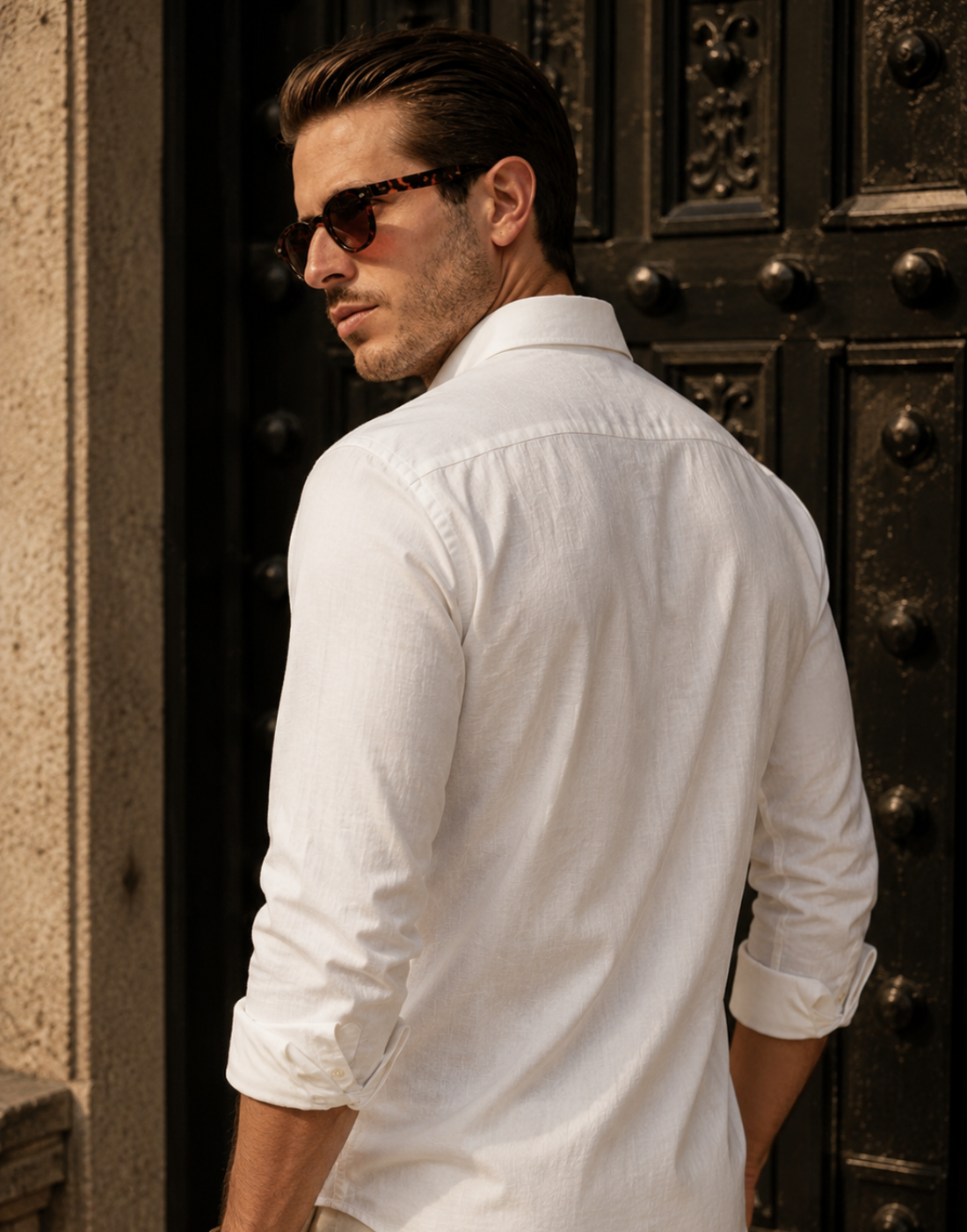 Men’s light Beige Cotton Linen Shirt