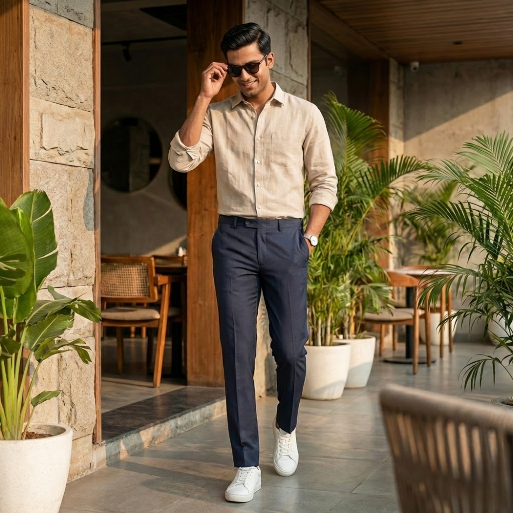 Men’s Charcoal Grey Slim Fit Formal Trousers with Tailored Finish