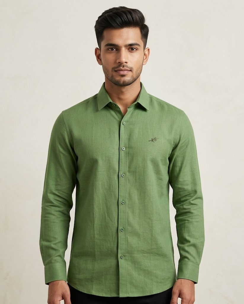 Men’s Olive Green Cotton Shirt
