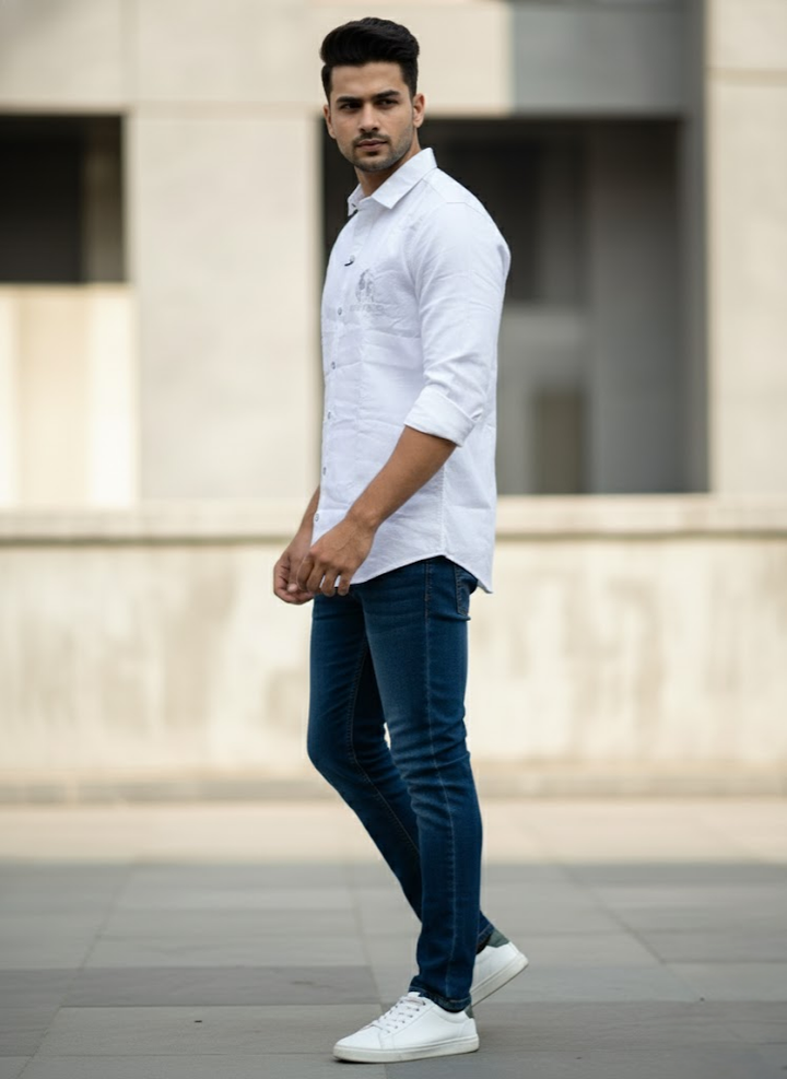 Men’s Stylish White Shirt with Back Design
