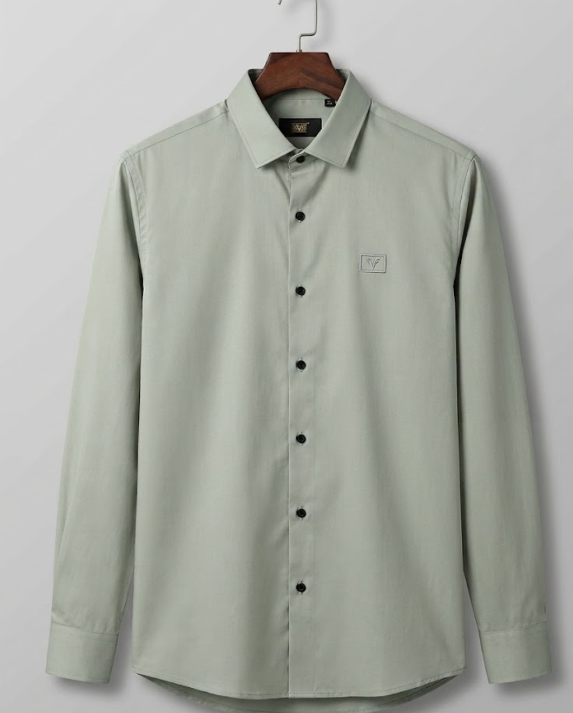 Men's Sage Green Satin Shirt with Luxe Sheen Kapda Sale Men's Sage Green Satin Shirt with Luxe Sheen Kapda Sale