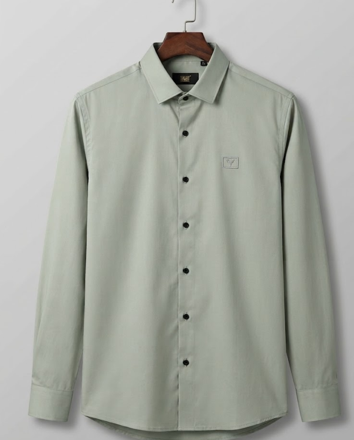 Men’s Sage Green Satin Shirt with Luxe Sheen