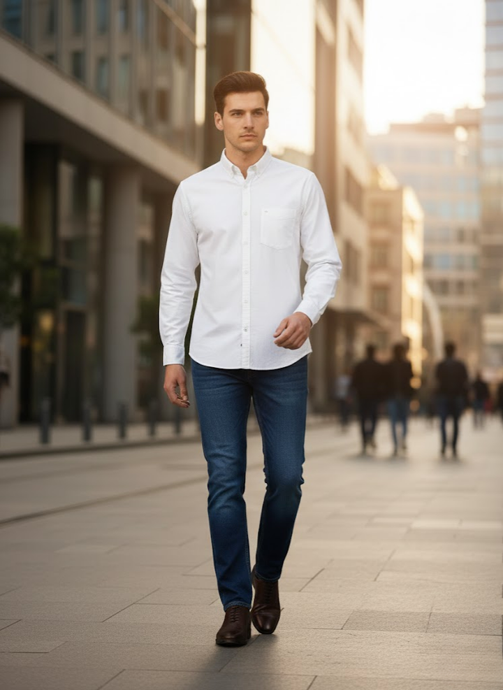 Classic White Slim Fit Casual Satin Shirt – Men’s Premium Everyday Essential