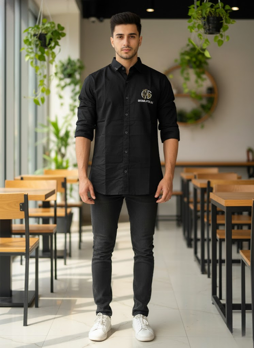 Men's Black Shirt with Back Design