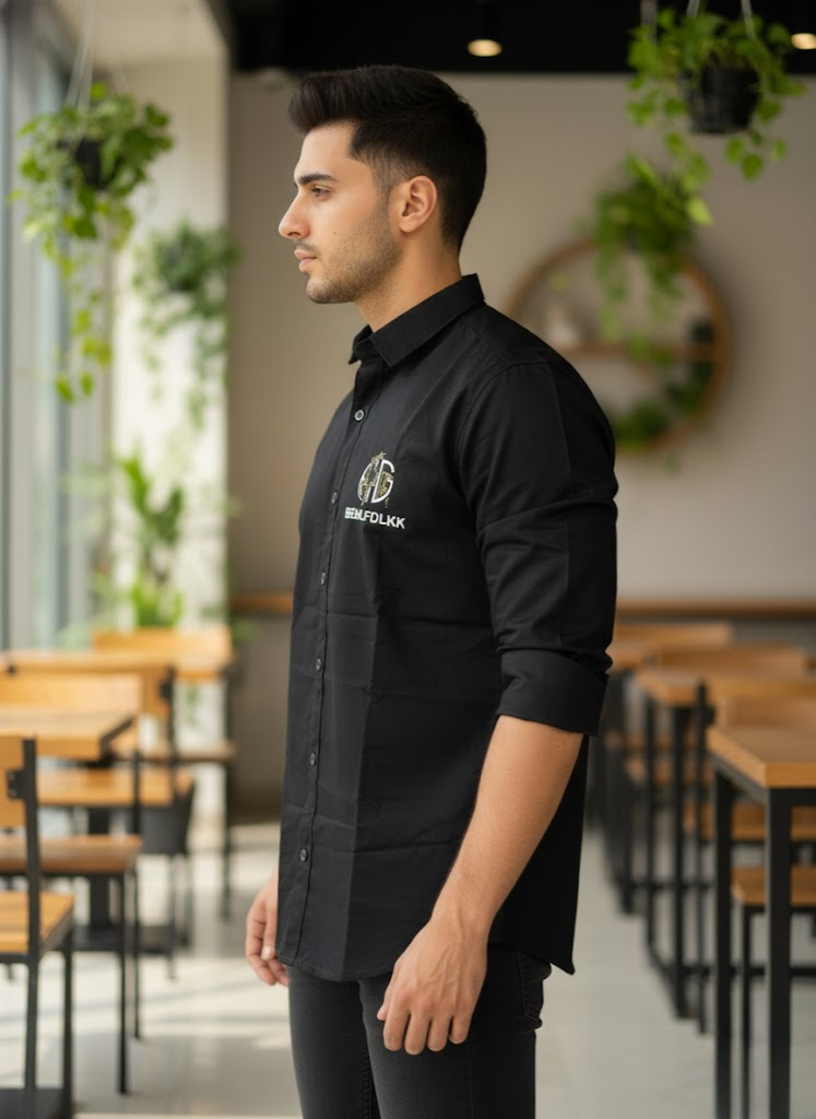 Men’s Stylish Black Shirt with Back Design