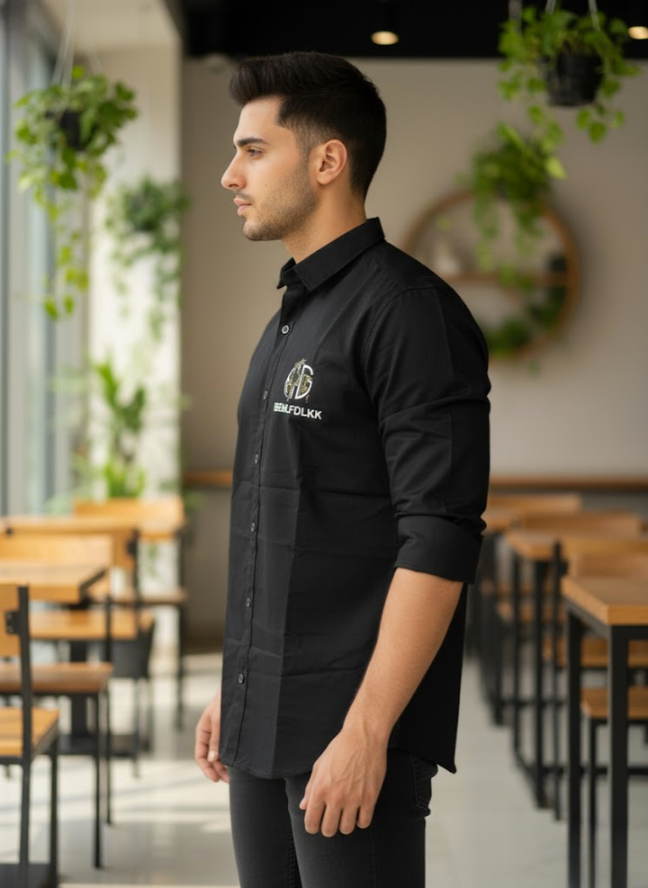 Men’s Stylish Black Shirt with Back Design