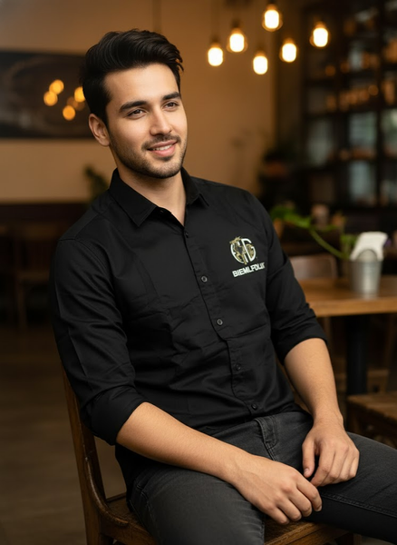 Men’s Stylish Black Shirt with Back Design
