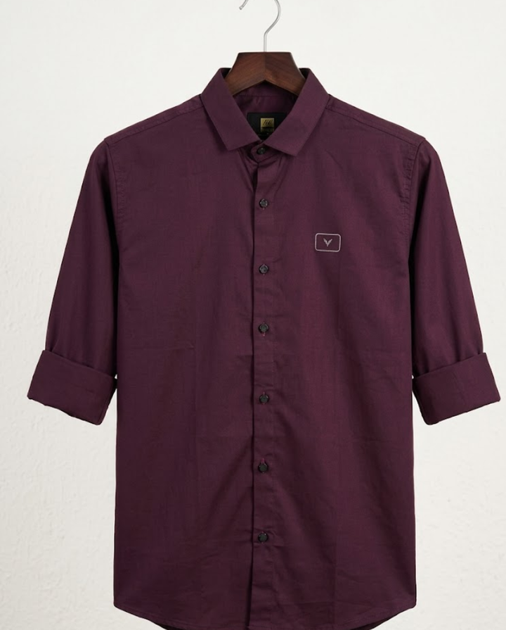 Men’s Maroon Satin Shirt with Luxe Sheen & Tailored Fit