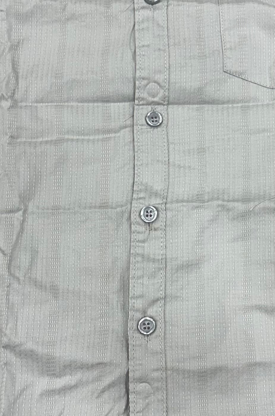 Men’s Light Grey Striped Cotton Slim Fit Casual Shirt