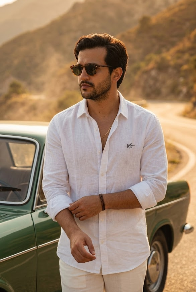 Men’s Classic White Cotton Smart Casual Shirt