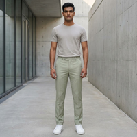 Men’s Sage Green Slim Fit Formal Trousers with Clean Tailored Look